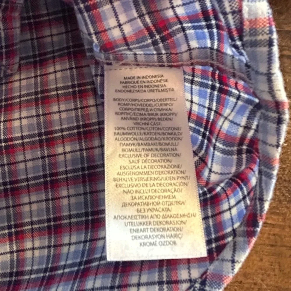 Ralph Lauren Plaid Button Down Shirt Size M 10-12‎ Red Blue White Long Sleeve